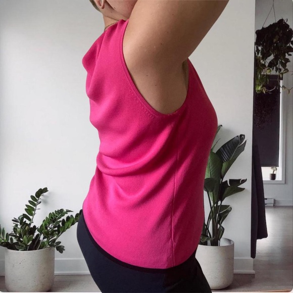 Vintage Y2K Tank Preppy Barbie Style Tank Blouse Pink Black XL - Picture 4 of 8